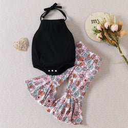 Children's Halter Backless Romper Bell-bottom Pants Suit