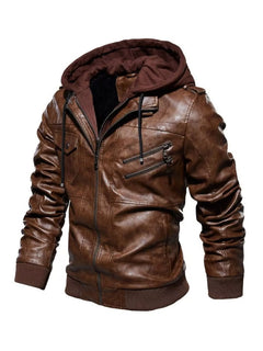 Men's Full Size Zip Up Drawstring Hooded Jacket Plus Size