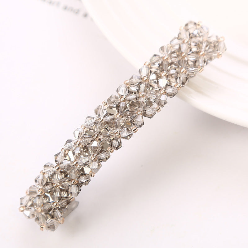 Simple Crystal Crystal Fishing Line Braided Spring Clip Barrettes
