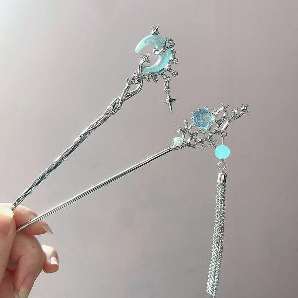 Chinese Style Cool Ice Crystal Moonstone Hairpin