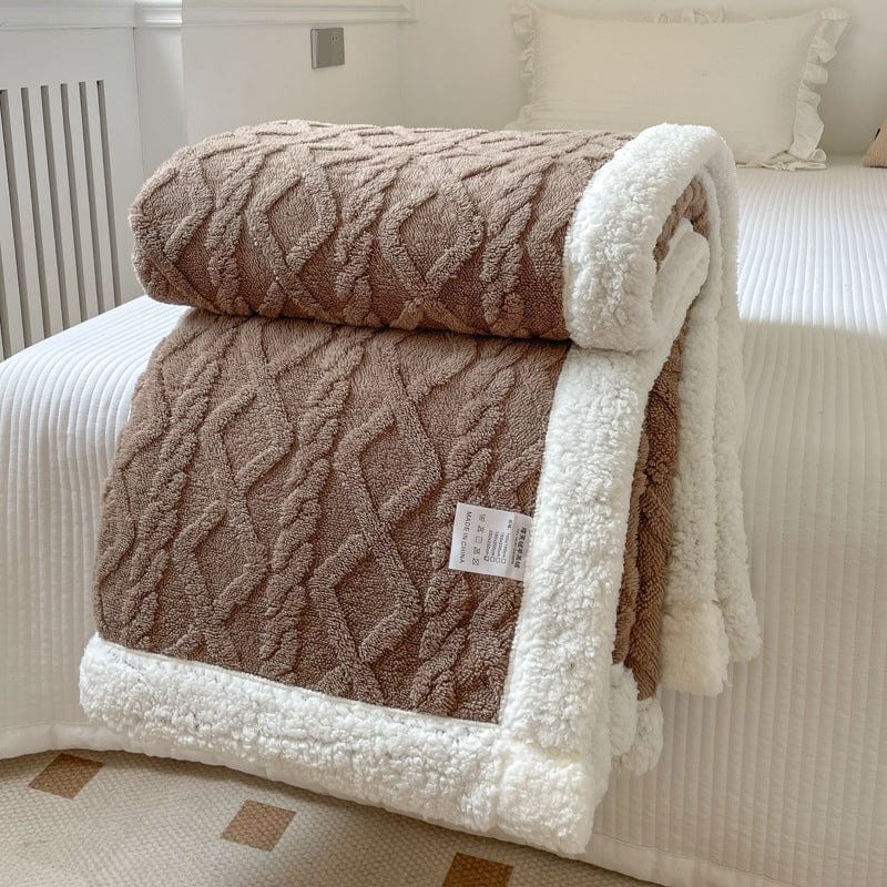 Solid Color Double Thick Jacquard Berber Fleece Blanket