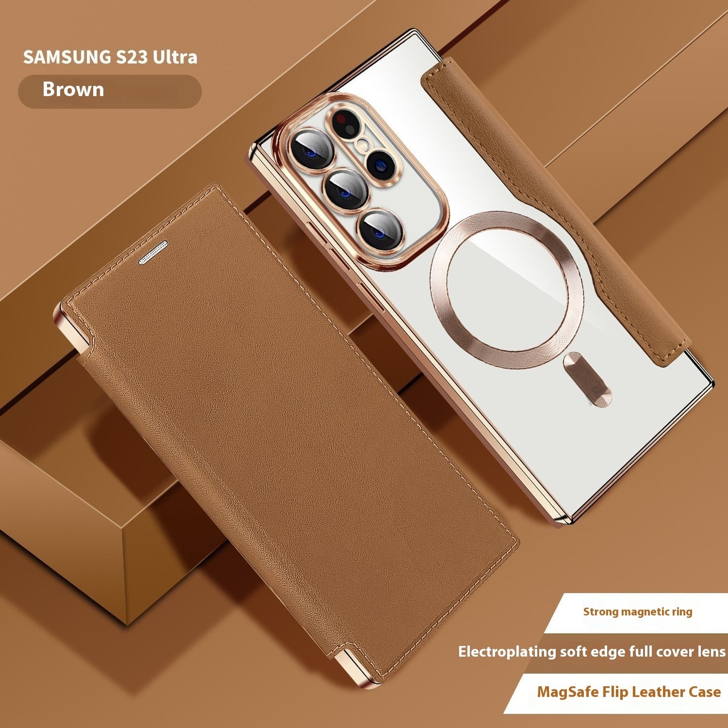 Electroplated Wireless Magnetic Business Flip Leather Case