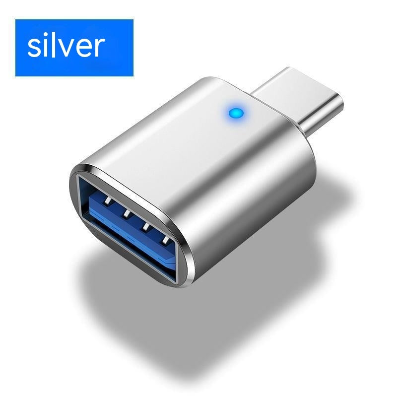 Type-C إلى USB30 USB مع مؤشر الضوء المحمول ، لوحة مفاتيح لوحة مفاتيح بطاقة الصوت شاحن سيارة OTG