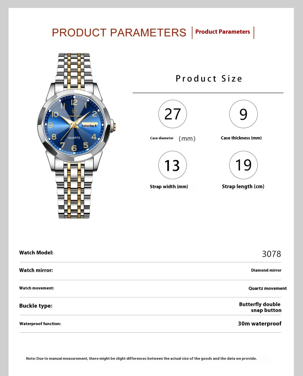 Women’s Waterproof Double Calendar Watch