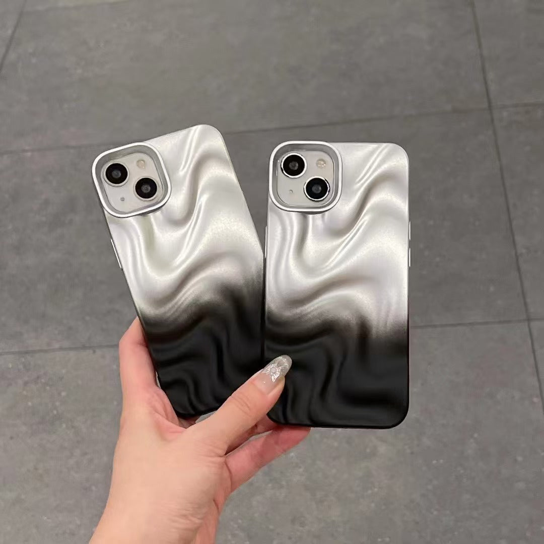 Simple Silver Black Water Ripple Three-dimensional Phone Case