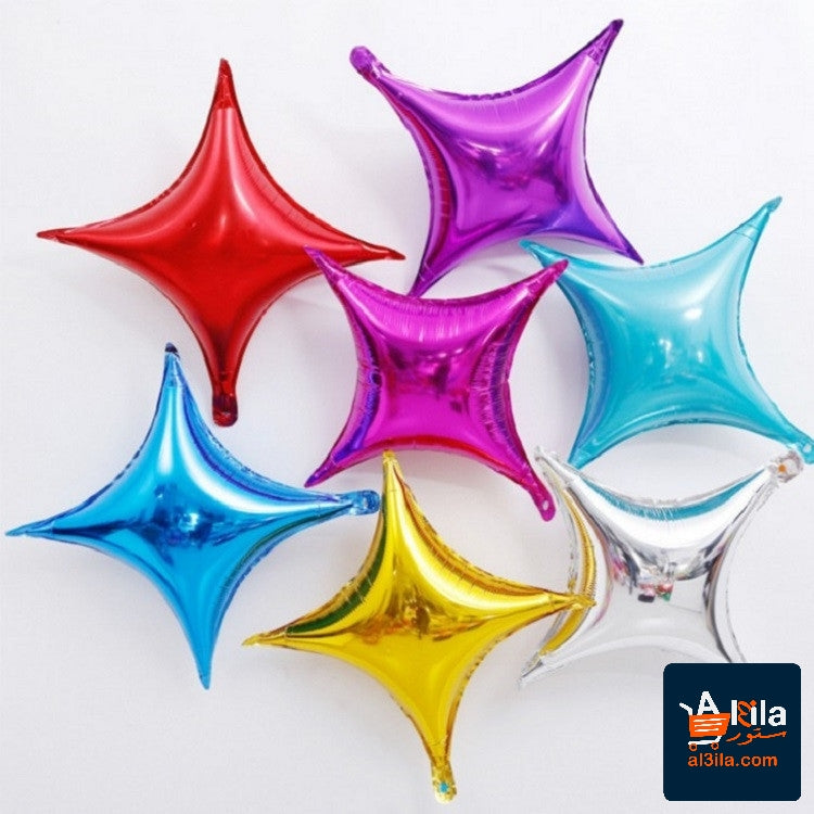 10-inch small size four-angle star aluminum film balloons in mixed colors.