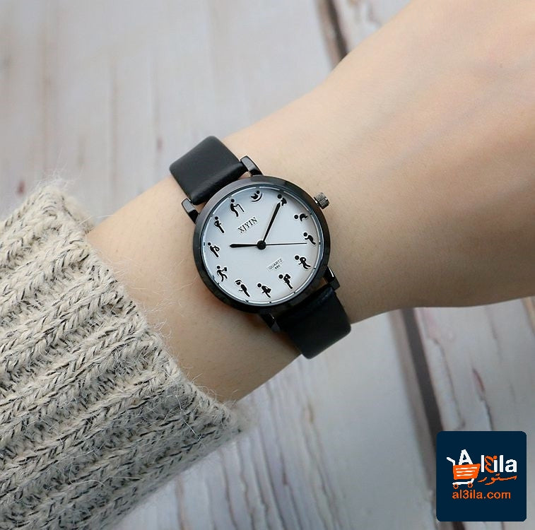 Mori Personality Scale Quartz Watch with Black Strap on Wrist