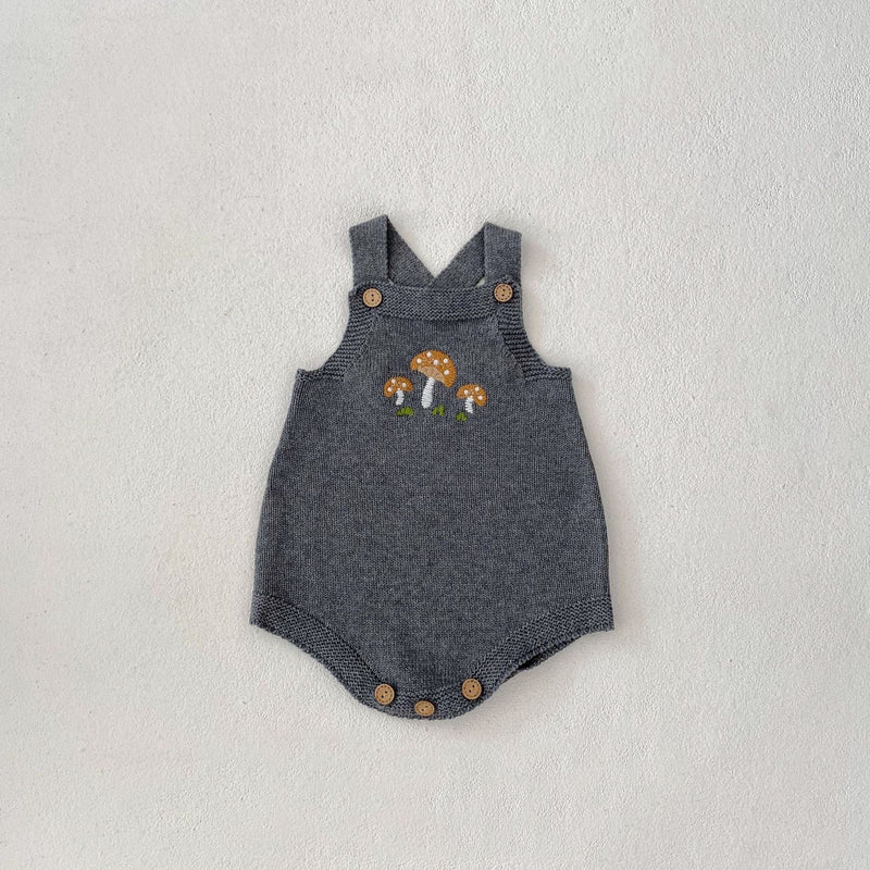Baby Boys And Girls Mushroom Embroidered Romper Embroidered Hat