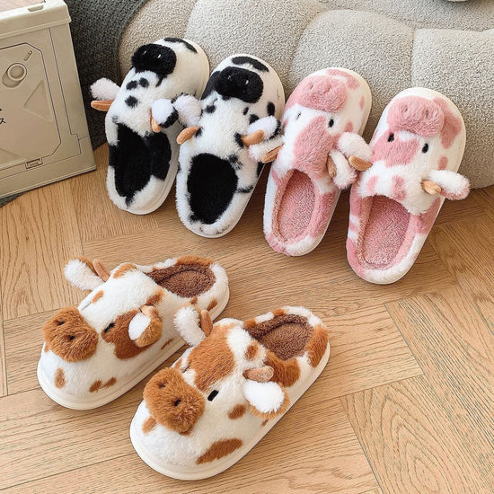 Cute Cartoon Cow Plush Slippers