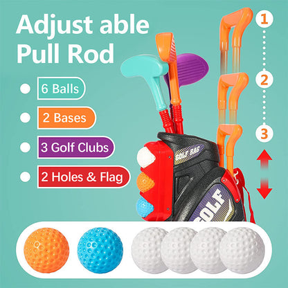 Children's Trolley Box Golf Toy Club Suit Educational Indoor Outdoor Sports Game