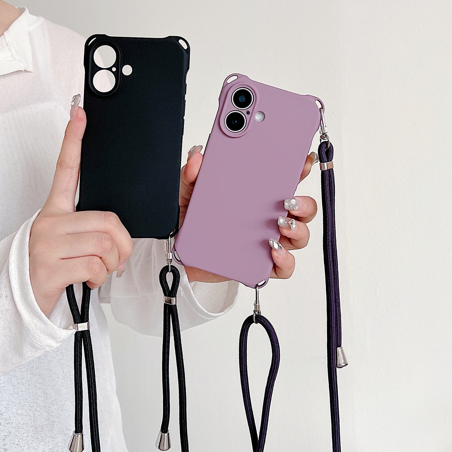 Four-corner Cross Lanyard Liquid Silicone Phone Case Soft Case