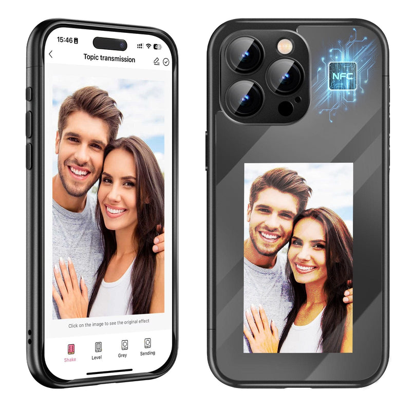 iPhone15 PRO PROMAX NFC墨水屏翻盖手机壳智能创意DIY定制全包边保护壳