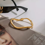 18K Gold-Plated Wave Bracelet stainless steel rhinestone elegant jewelry accessory