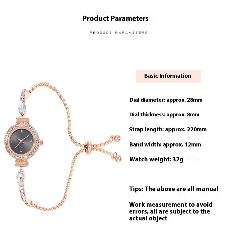 Diamond Dial Decorative Pull-out Bracelet Watch