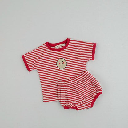 Striped Short-sleeved T-shirt Bread Shorts Suit Infant Two-piece Set