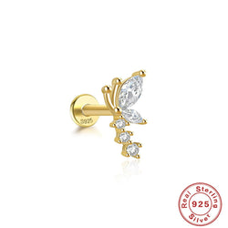 S925 Sterling Silver Horse Eye Multi-Diamond Dragonfly Stud Earrings