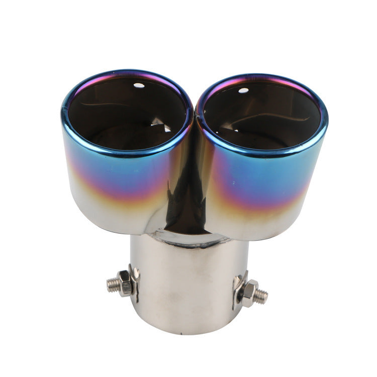 Automobile Universal Tail Double Muffler Stainless Steel Exhaust Pipe