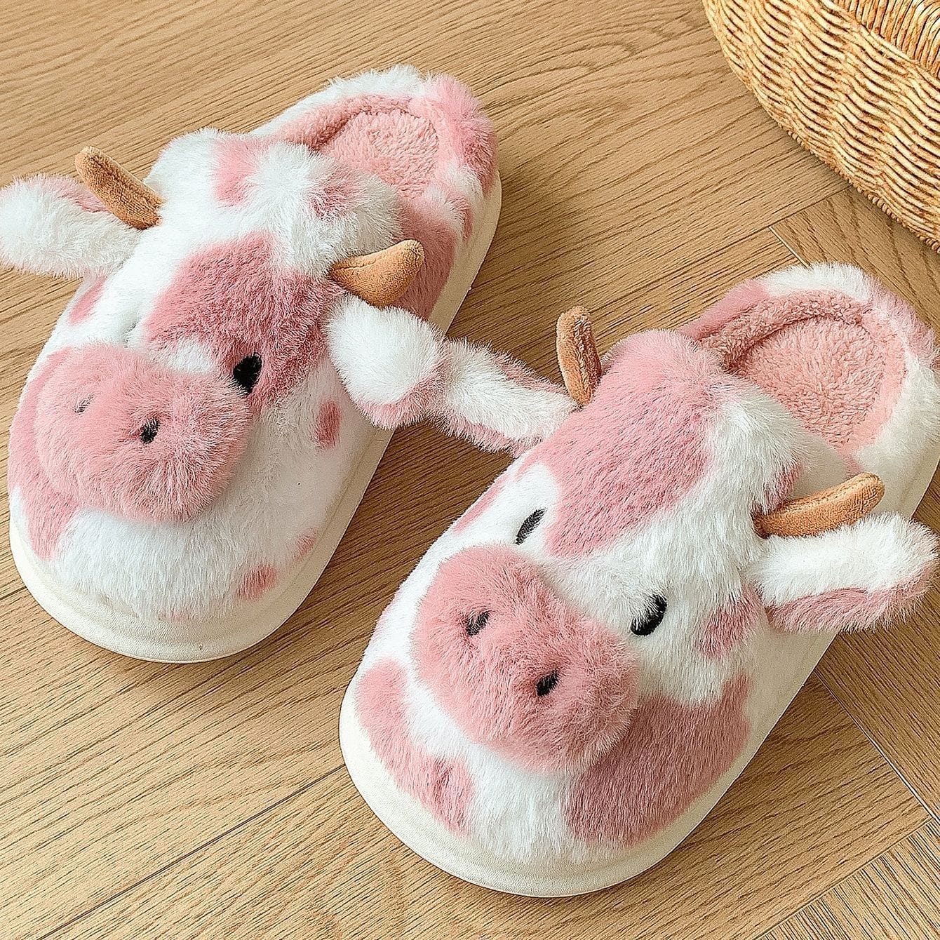Cute Cartoon Cow Plush Slippers