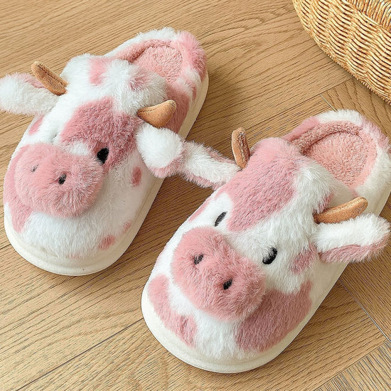 Cute Cartoon Cow Plush Slippers