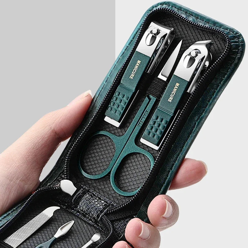 Manicure Set for Men and Women Portable Nail Clipper Scissors 6Pcs Pedicure Kits Green Nail Clipper Set Manicure & Pedicure Tool