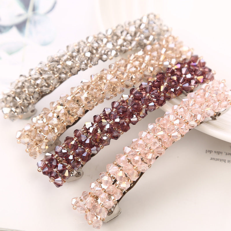 Simple Crystal Crystal Fishing Line Braided Spring Clip Barrettes