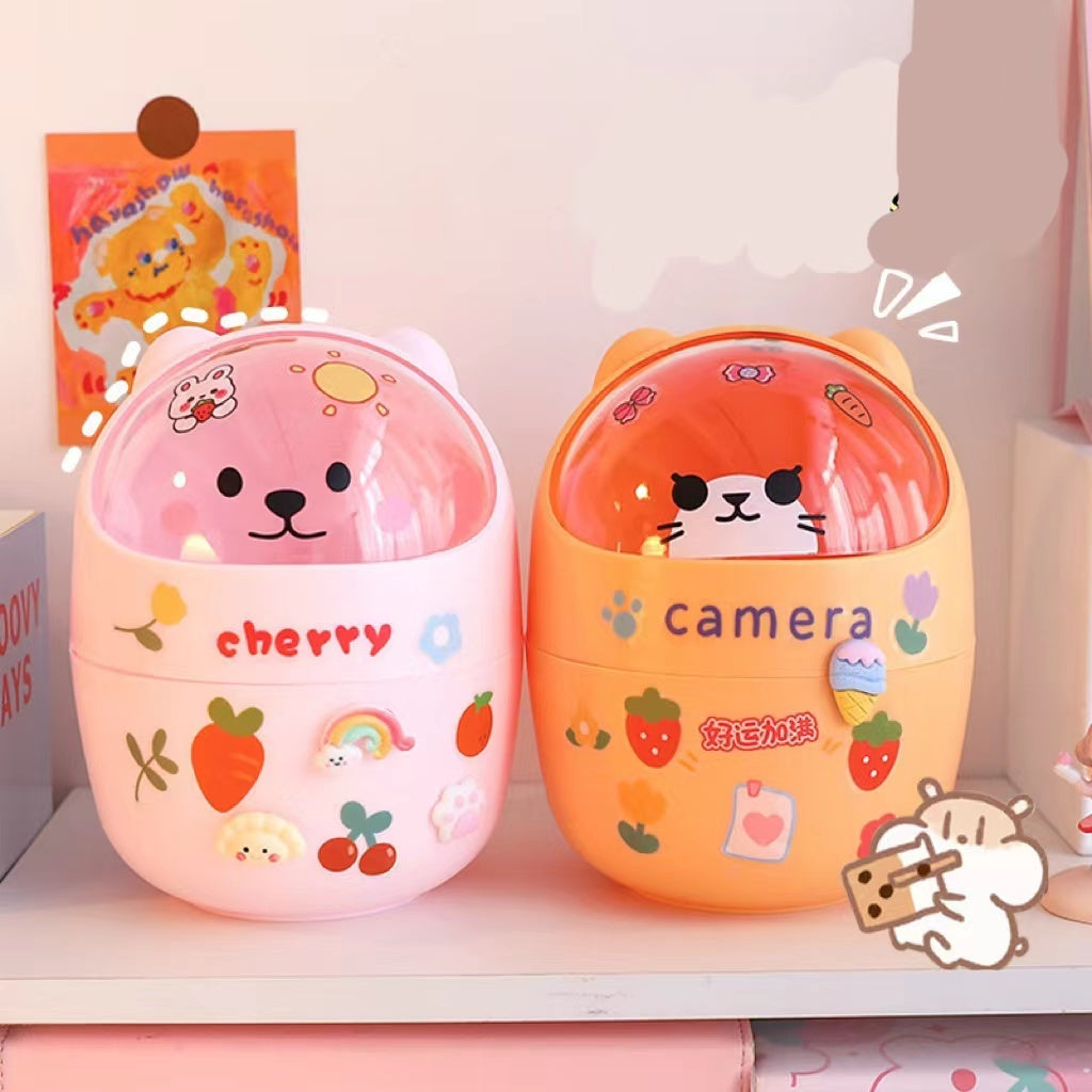 سوب سطح المكتب Can Can Organizer Bucket Office Mini Bear Trash Can