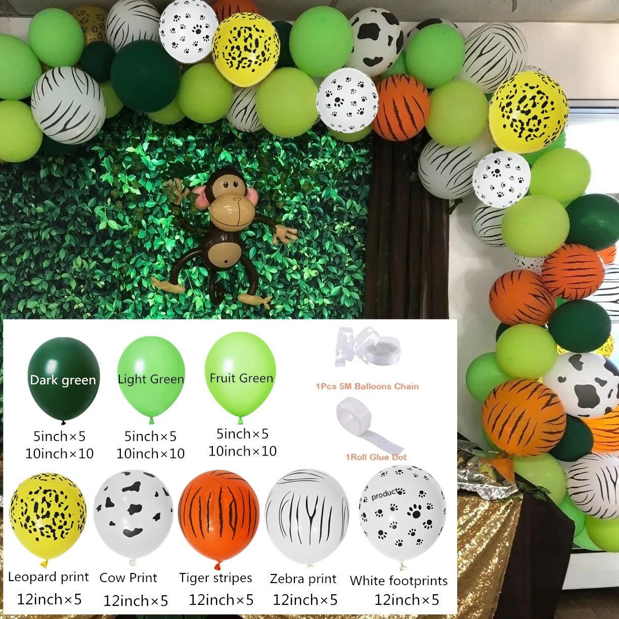 Animal Head Birthday Party Balloon Jungle Set Monstera Theme