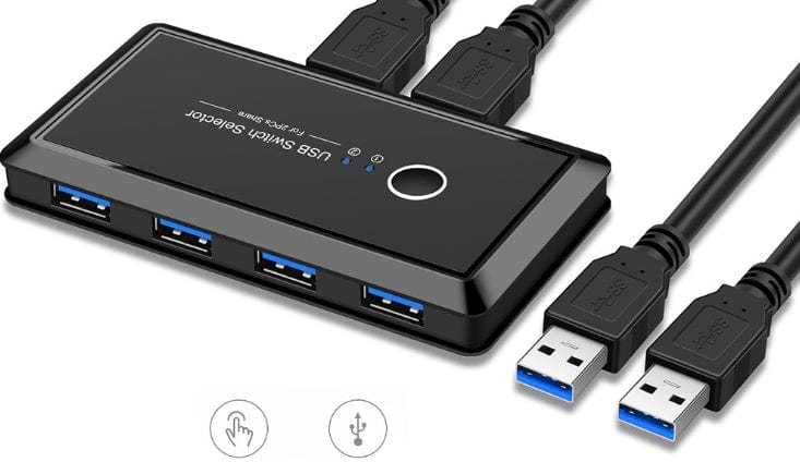 موزع USB متعدد الواجهات، مدخلين وأربعة مخارج