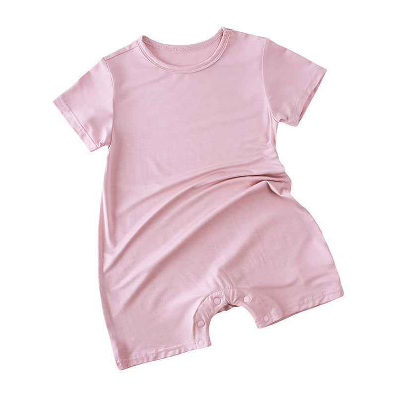 Modal Baby Short Sleeve Solid Color Jumpsuit