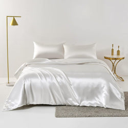 Pure Color Satin Silk-like Four-piece Set