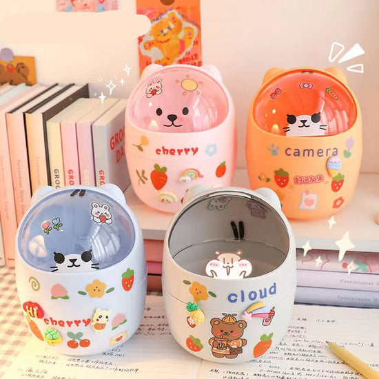 سوب سطح المكتب Can Can Organizer Bucket Office Mini Bear Trash Can
