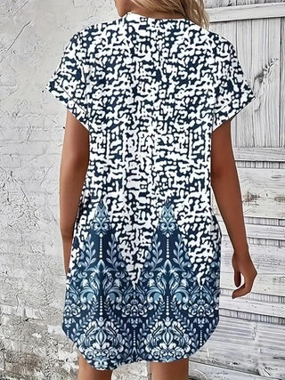 Short Sleeve Printed Pocket Dress
