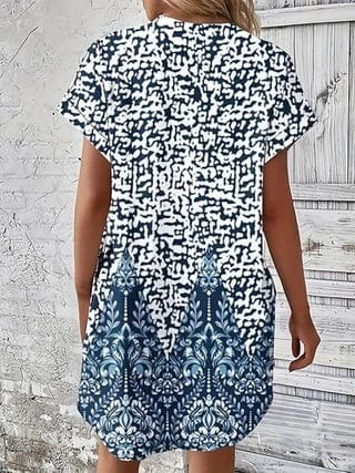 Short Sleeve Printed Pocket Dress