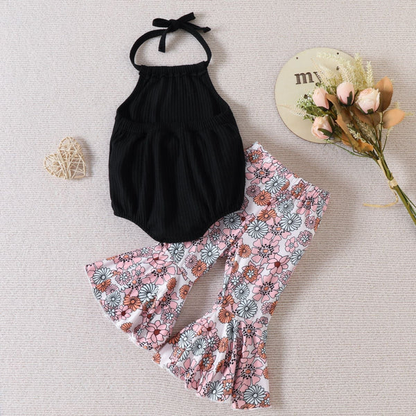 Children's Halter Backless Romper Bell-bottom Pants Suit