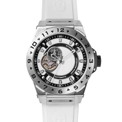 Vento Silver White watch with NH39 automatic movement, stainless steel case, white dial, and white silicone strap