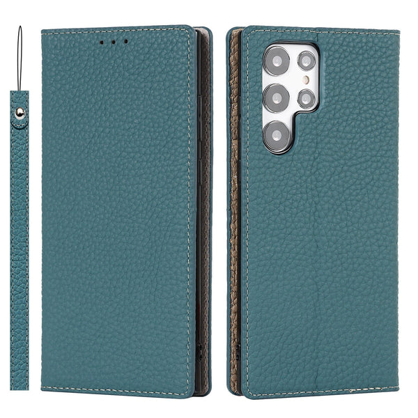 جراب هاتف Galaxy S24 Ultra من الجلد الليتشي