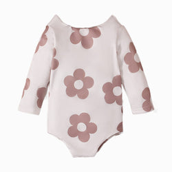 Children's European And American Spring And Autumn Swimsuit Girls' Small Flower Pattern Long Sleeve Triangle Rompers