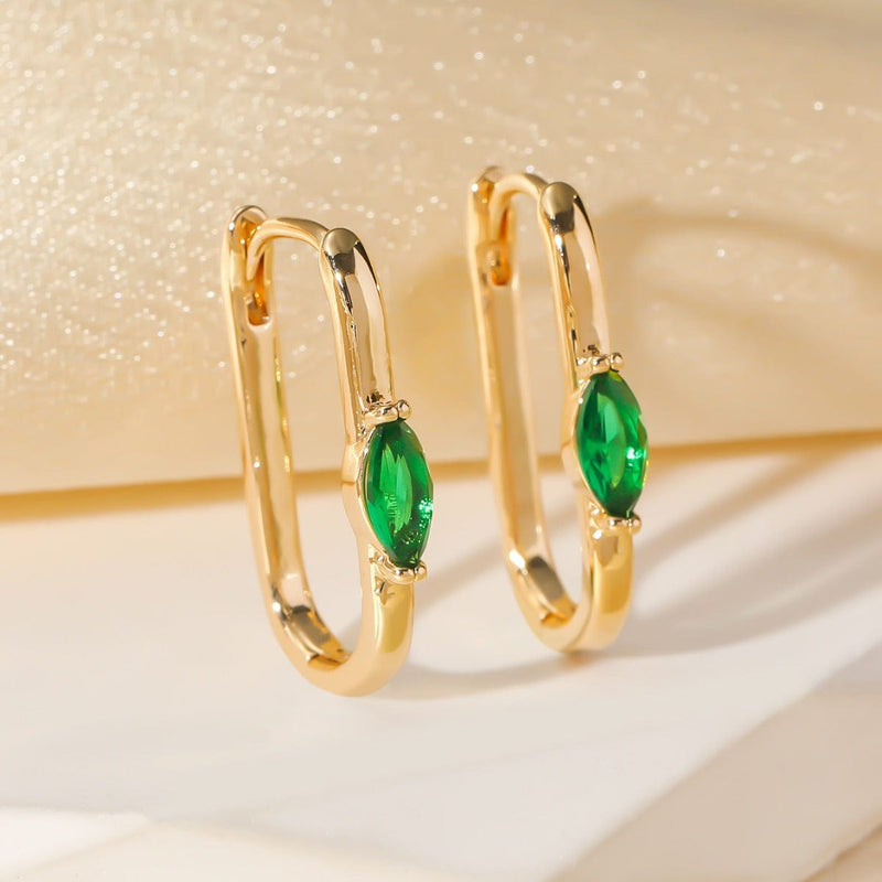 Simple Retro Elegance Geometric Copper Inlaid Zircon Ear Ring