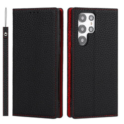 جراب هاتف Galaxy S24 Ultra من الجلد الليتشي
