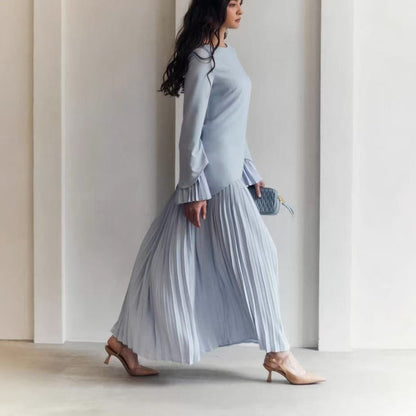Round Neck Loose Casual Top Retro Temperament Skirt Suit Women