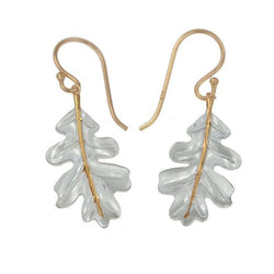 European And American Fashion Color Separation Japanese Banana Leaf Silver Earrings
