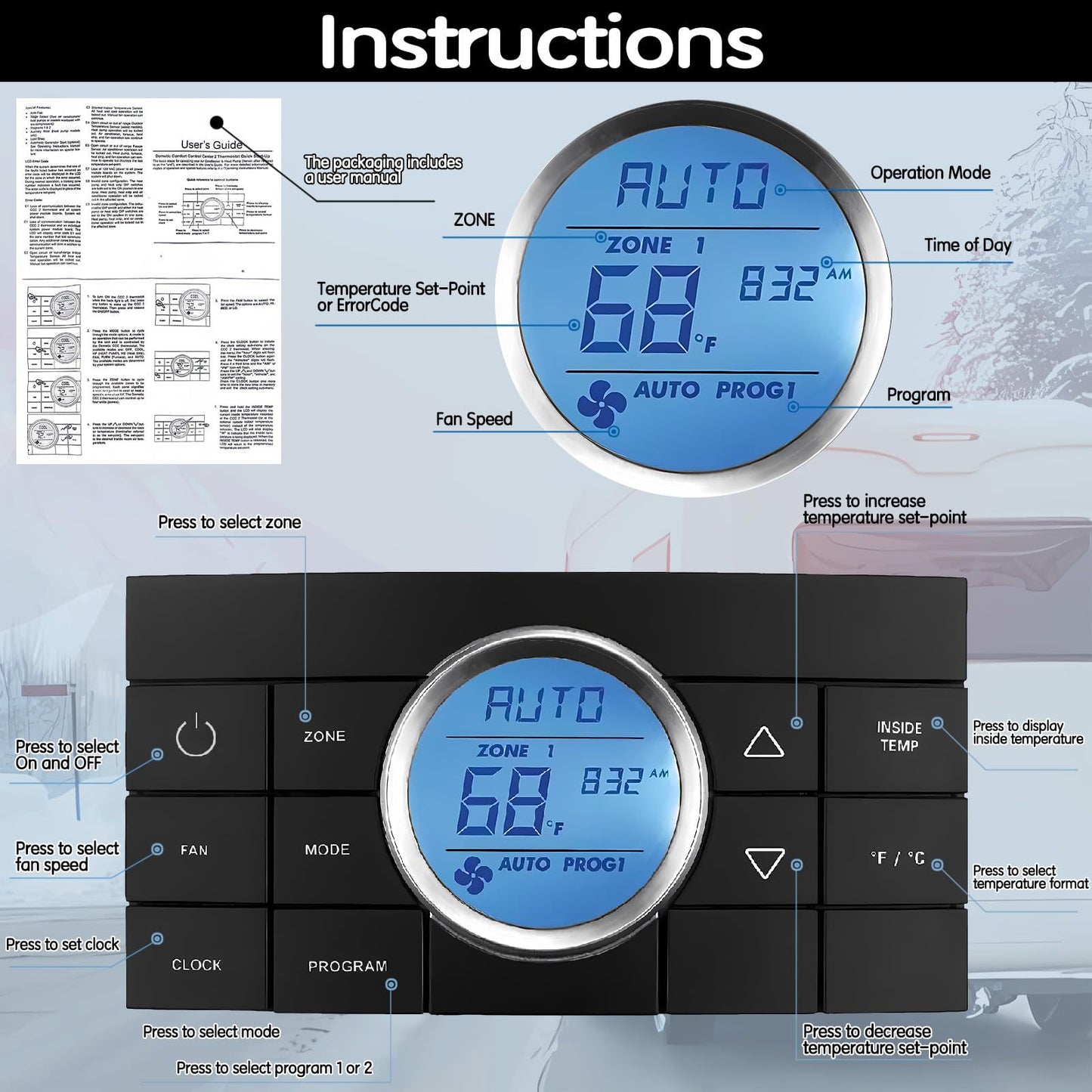 RV 3314082000RV Thermostat Air Conditioning Controller