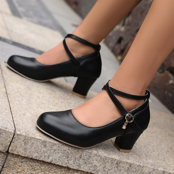 Chunky Heel High Heel Shoes Mary Jane Shoes Work Shoes