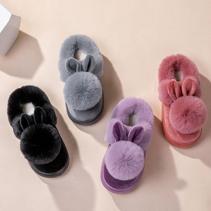 Ladies cotton slippers with full heel wrap in various colors, featuring a suede upper and warm artificial velboa lining.