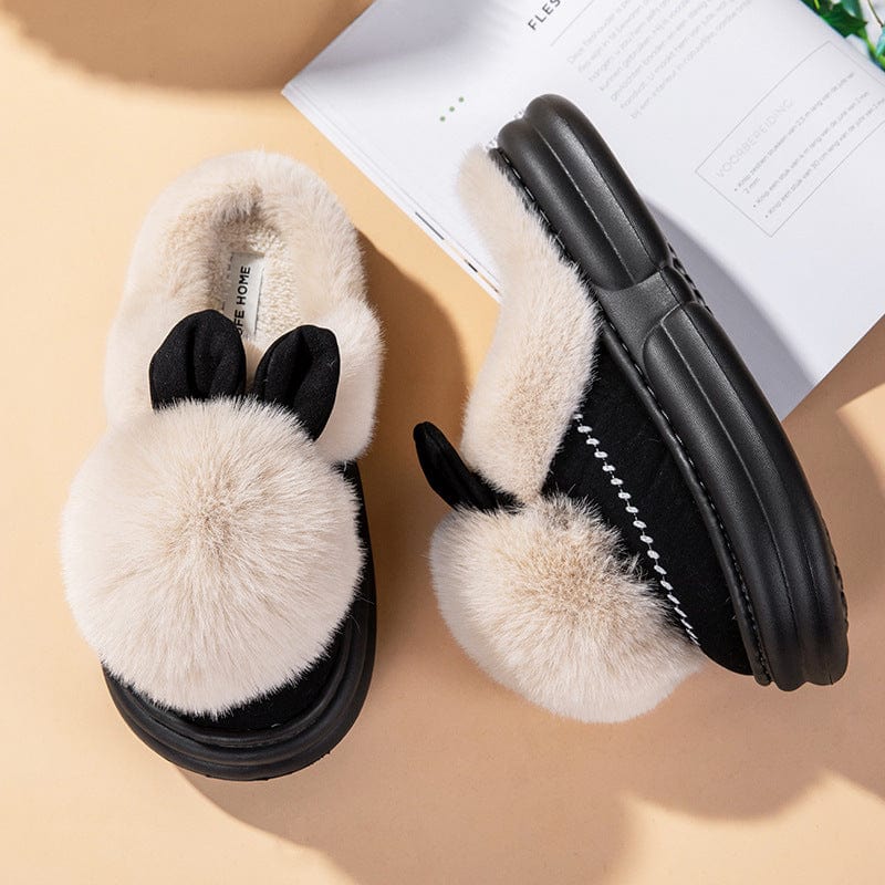 Thick Bottom Fleece-lined Warm Can Be Outdoor Fur Slippers
