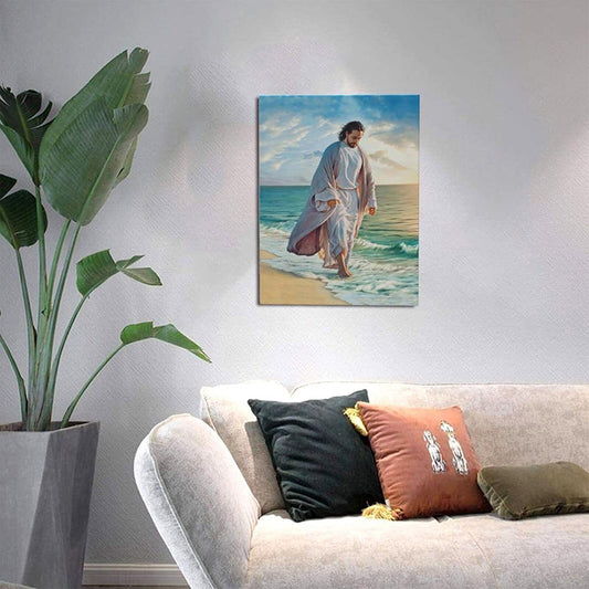 Print Painting Core Jesus Canvas Painting On The Beach