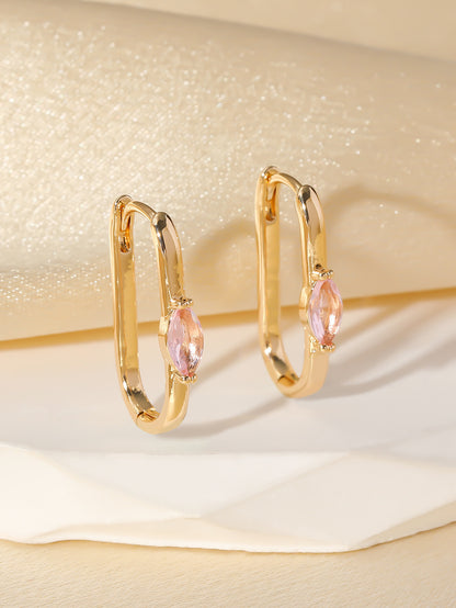 Simple Retro Elegance Geometric Copper Inlaid Zircon Ear Ring