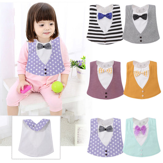 Baby Adjustable Three-dimensional Bow Tie Four-layer Waterproof Saliva Towel
