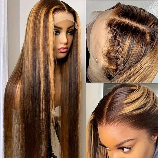 Lace wig with highlight gradient, fluffy and natural-looking, suitable for any face and skin type.