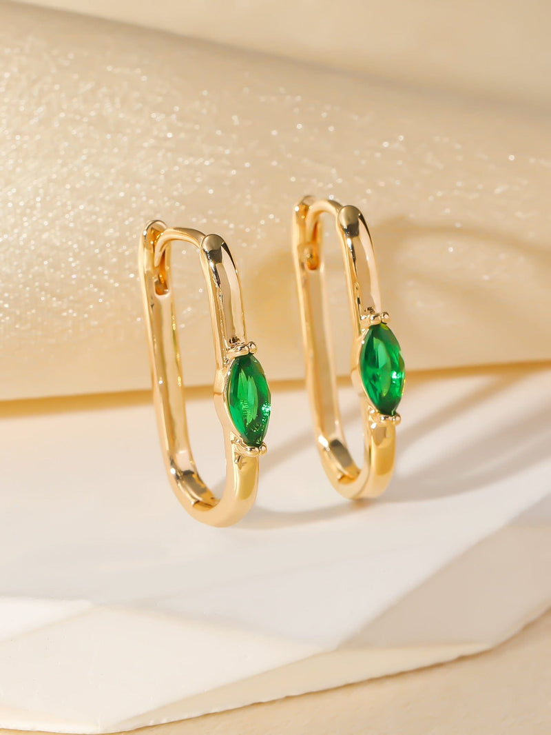Simple Retro Elegance Geometric Copper Inlaid Zircon Ear Ring